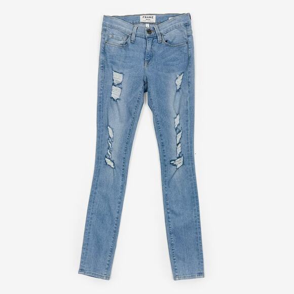 Frame Denim Le Skinny De Jeanne Size 26 Red Church Destroy Distressed Ripped - Picture 1 of 2